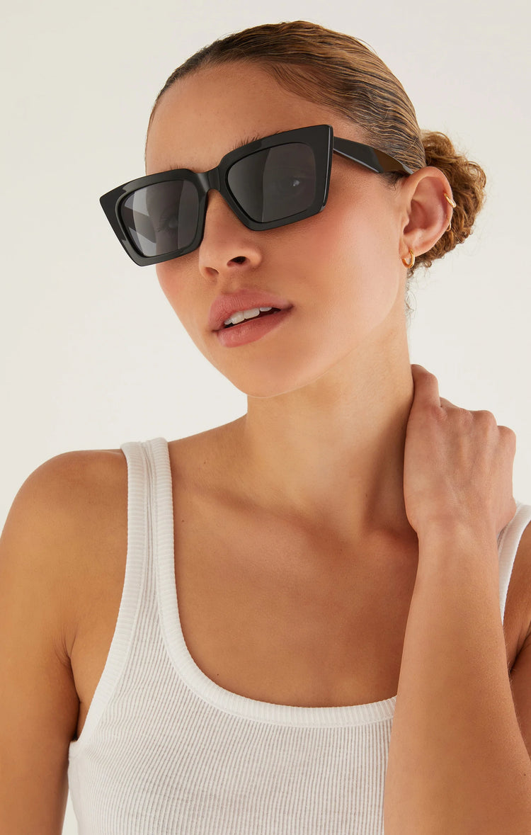 Z Supply Feel Good Sunglasses in Polished Black-Grey