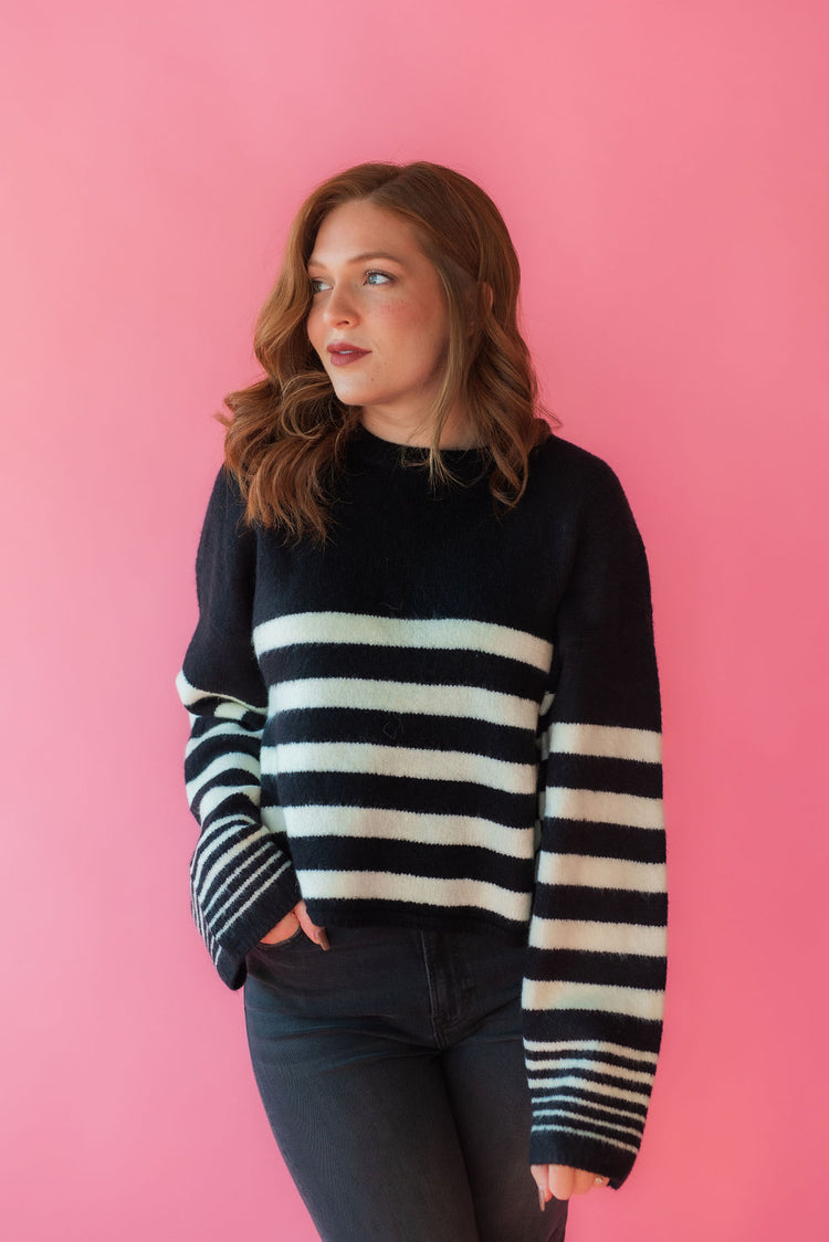 Z Supply Alivia Striped Sweater in Black