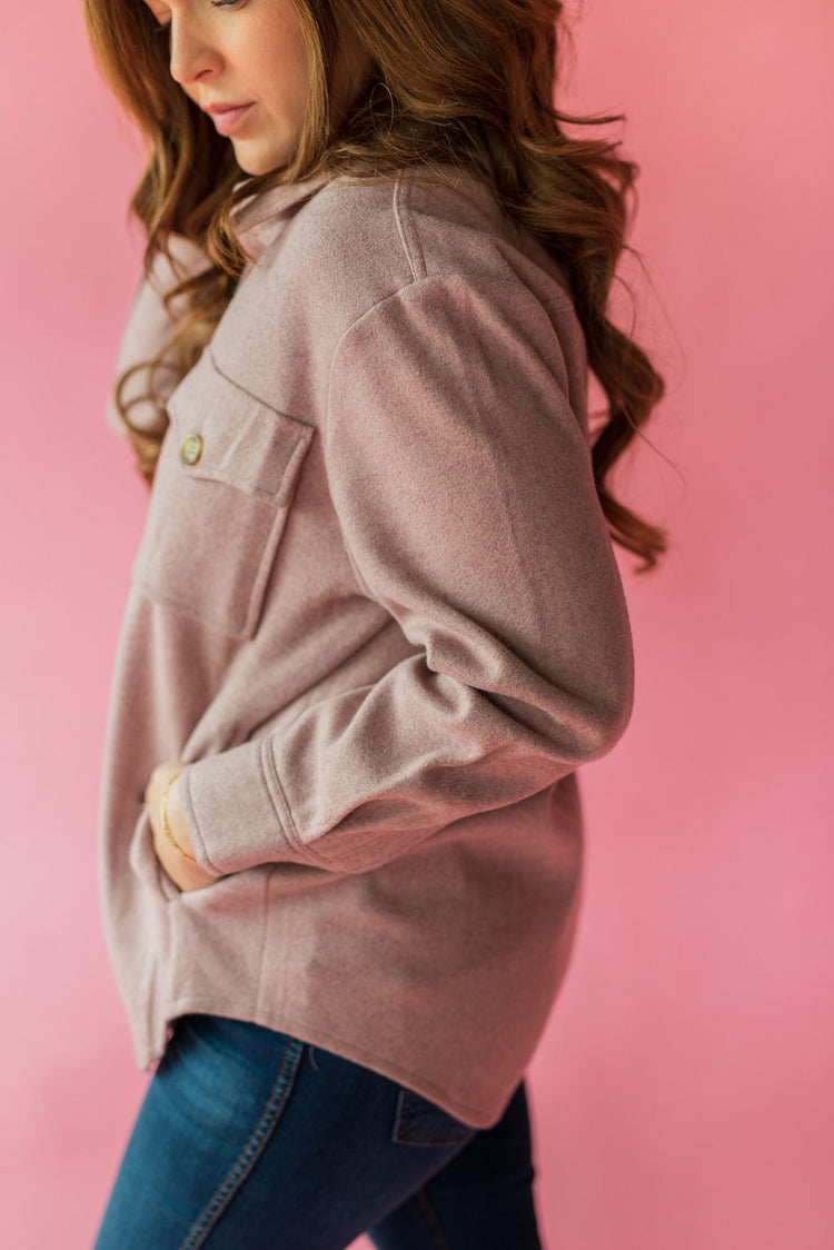 Lush Heather Rose Button Front Shacket