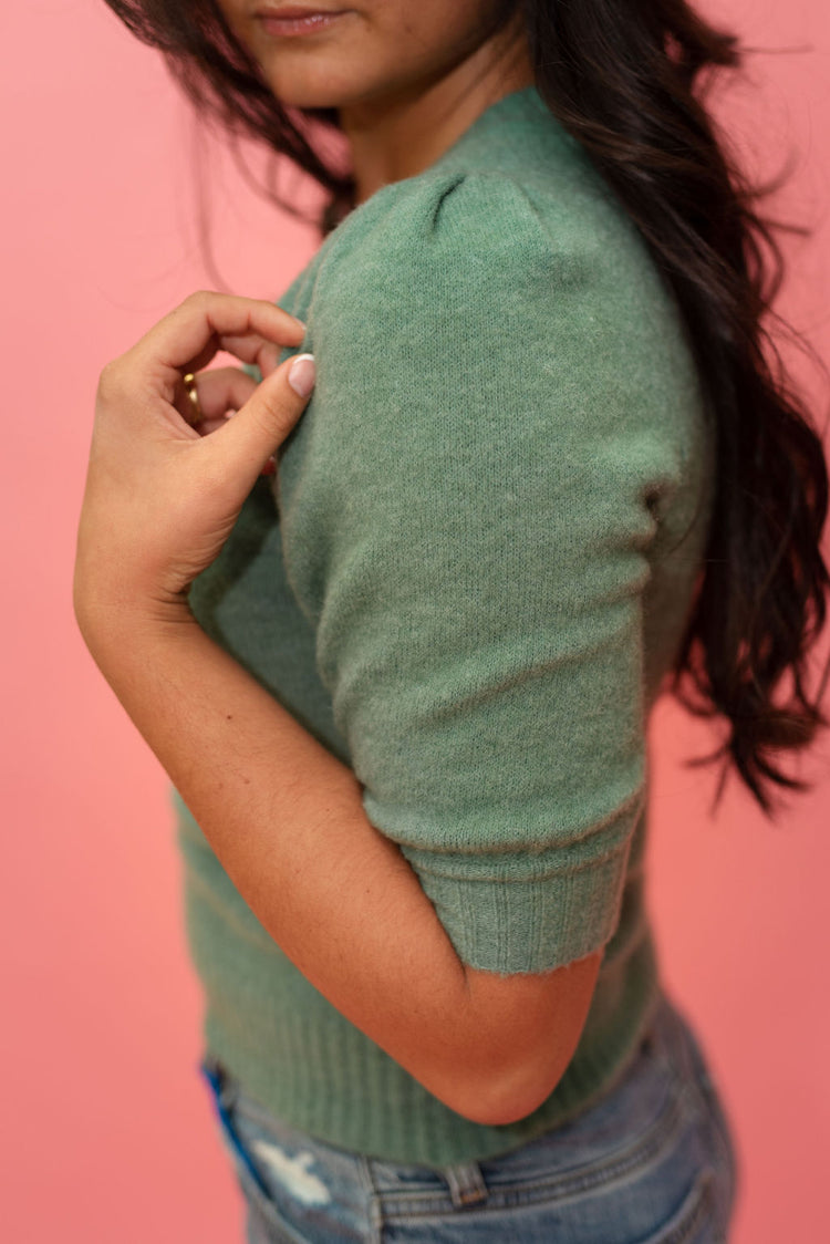 Z Supply Cassandra Short Sleeve Sweater in Veridian Green