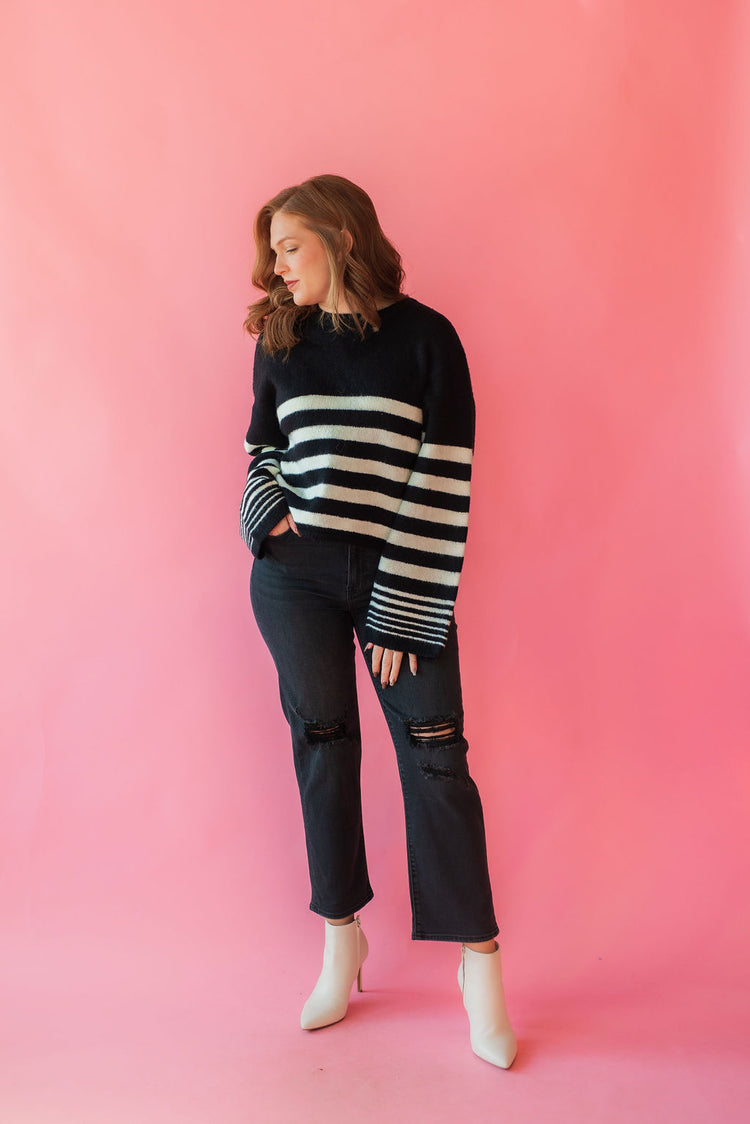 Z Supply Alivia Striped Sweater in Black