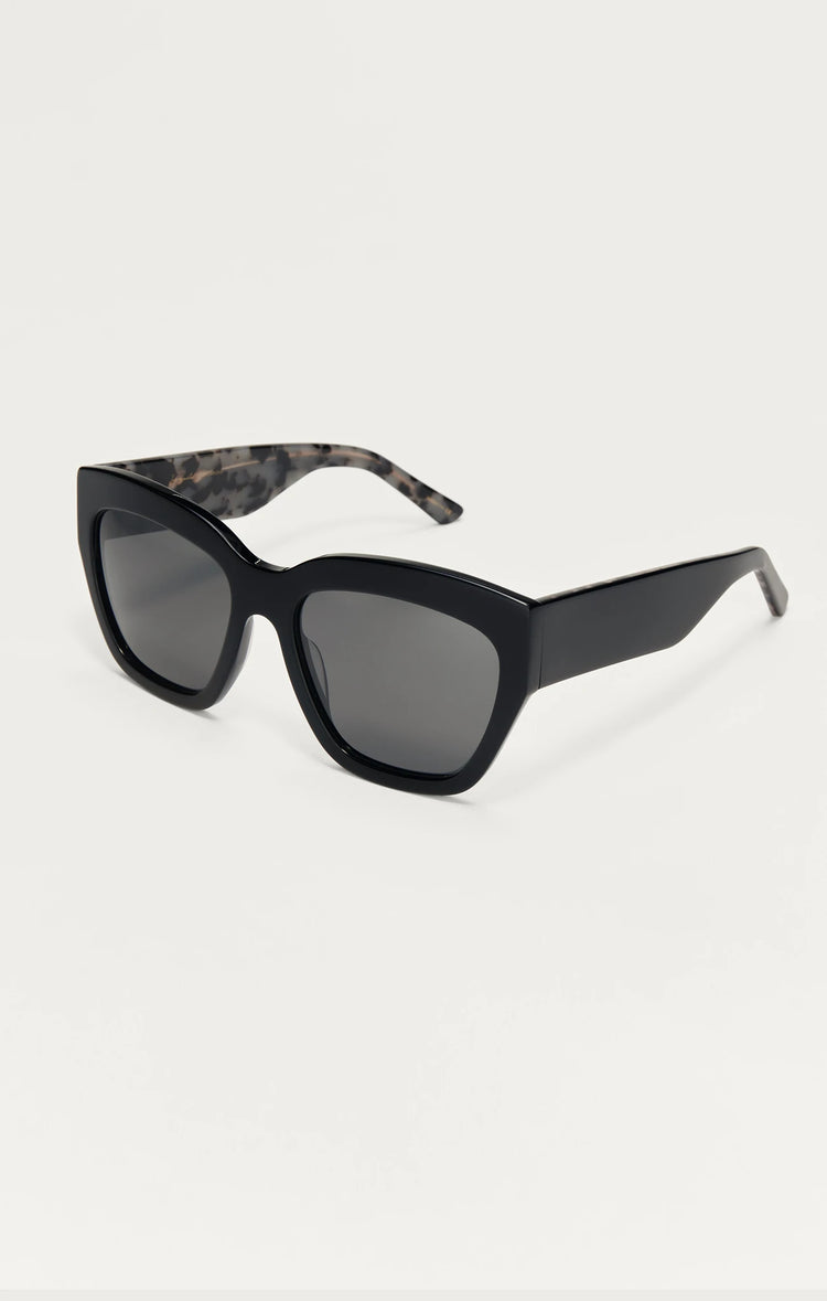 Z Supply Incognito Sunglasses in Polished Black-Grey