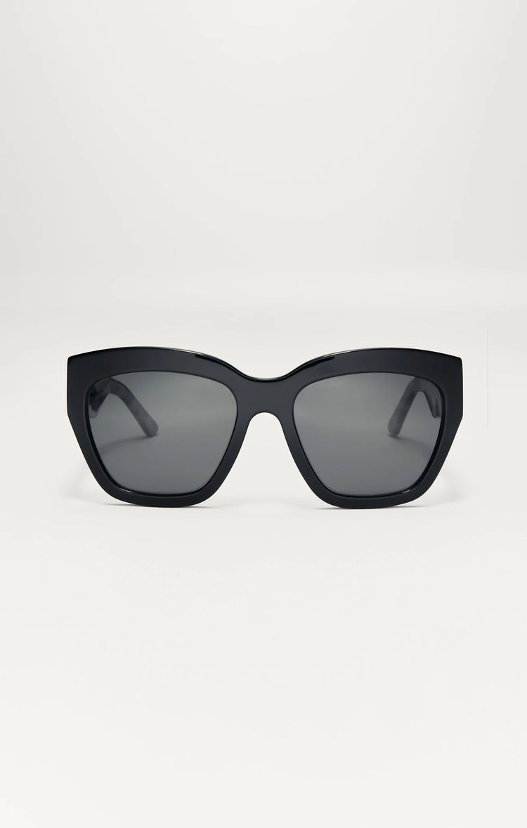 Z Supply Incognito Sunglasses in Polished Black-Grey